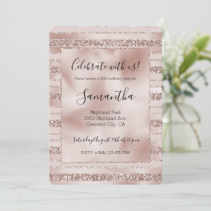 Invitación Purpurina rosa de Rubor, bandas Glam