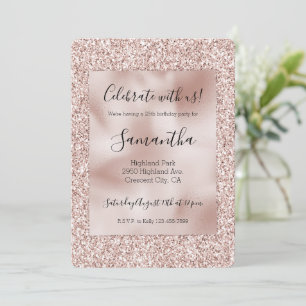 Invitación Purpurina rosa de Rubor Glitzy