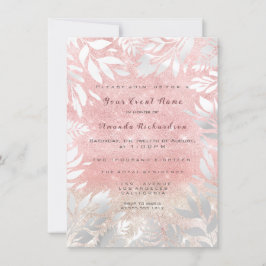 Invitación Purpurina rosa de Rubor Ombre Floral Sparkly White