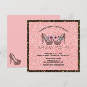 Invitación Purpurina rosa del almuerzo de novia Ducha de bo