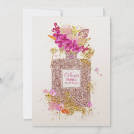 Invitación Purpurina rosa elegante de lujo Perfume 1 invitaci