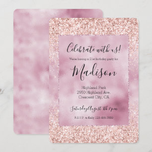 Invitación Purpurina Rosa Girona