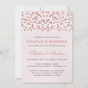 Invitación Purpurina rosa Glam Confetti Boda ducha de pareja