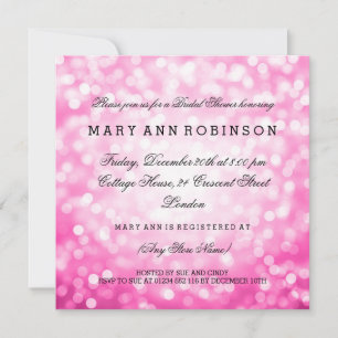 Invitación Purpurina Rosa Ilustra Elegante Ducha Bridal