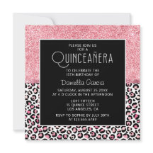 Purpurina rosa Leopardo Imprimir Shimmer Quinceañe