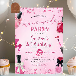 Invitación Purpurina rosa Mani-Pedi Fiesta de Cumpleaños