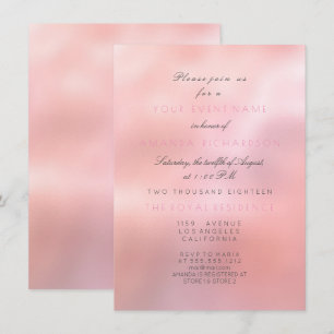 Invitación Purpurina Rosa Mínimo Elegante Princesa Bridal