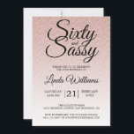 Invitación Purpurina rosa Ombre 60 y cumpleaños 60 Sassy<br><div class="desc">Celebra haber cumplido 60 años de estilo con este moderno diseño de cumpleaños número 60 en un color rosa oscuro, una invitación moda de cumpleaños número 60 que puedes personalizar y enviar para la celebración de tu fiesta de cumpleaños número 60. Las palabras sesenta y sassy se configuran con un...</div>