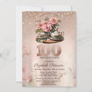 Invitación Purpurina Rosa Oro 100