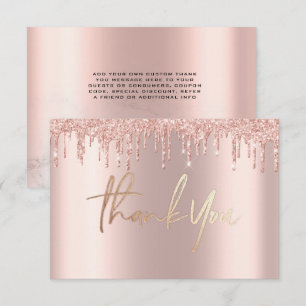 Invitación Purpurina Rosa oro gotea mármol Gracias Cartas