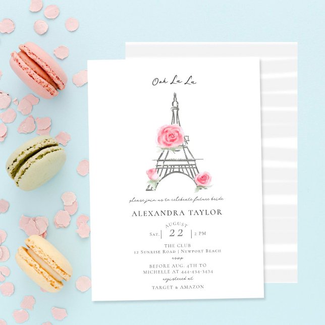 Invitación Purpurina Rosa  París elegante ducha novia (Subido por el creador)