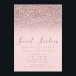 Invitación Purpurina Rosa Rosa Dorado Sparkle Sweet 16 Fiesta<br><div class="desc">Personalizar para cualquier evento.</div>