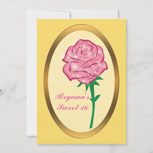 Invitación Purpurina rosa Rosa encantado Fiesta elegante (Anverso)