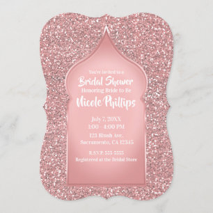 Invitación Purpurina Rosa Rosa Gold Glam Bridal Ducha