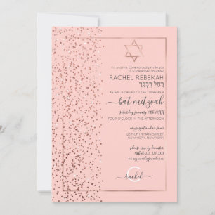 Invitación Purpurina Rosa Rosa Rosa Oro Confetti Side Bat Mit