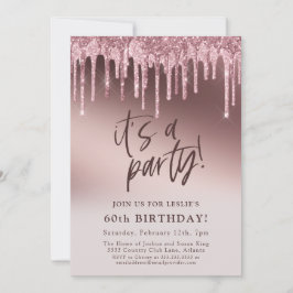Invitación Purpurina rosa Sesenta y sesenta es un cumpleaños