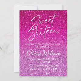 Invitación Purpurina rosa Sparkles Ombre Sweet 16