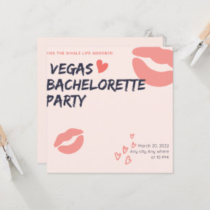 Invitación Purpurina Rosa Vegas Tema Bachelorette Party