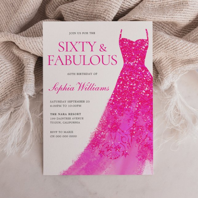 Invitación Purpurina Rosa vestida con la fiesta de cumpleaños (Subido por el creador)