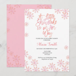 Invitación Purpurina Rosa Winter Chica Wonderland Baby Shower