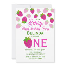 Purpurina Rosa Y2K Fresa Primer Cumpleaños