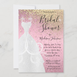 Invitación Purpurina rosa y dorado ducha de novia