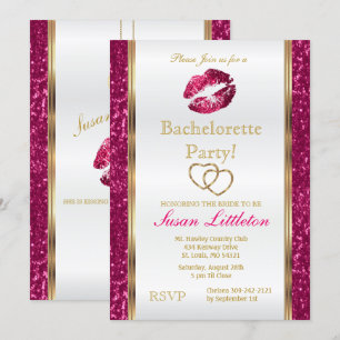 Invitación Purpurina rosado caliente levanta Bachelorette Par