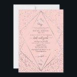 Invitación Purpurina rosado Confetti Terrarium Bat Mitzvah<br><div class="desc">Esta elegante y lujosa invitación a Bat Mitzvah es perfecta para un evento formal y elegante. Se trata de un purpurina fino y brillante de color plateado, con una impronta falsa, espolvoreada en torno a un delgado borde geométrico de terrario de plata y un fondo rosa rubor. Es moda, glamurosa,...</div>