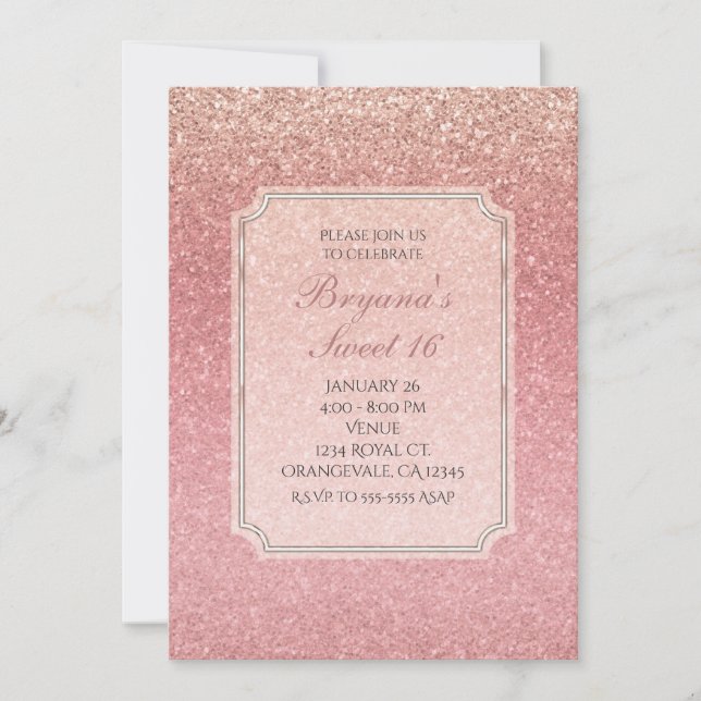 Invitación Purpurina rosado de hadas de hadas de 16 invitacio (Anverso)