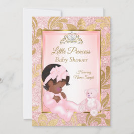 Invitación Purpurina rosado Oro Baby Shower Oso Étnico