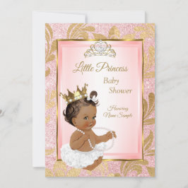 Invitación Purpurina rosado Princesa de oro Baby Shower Étnic