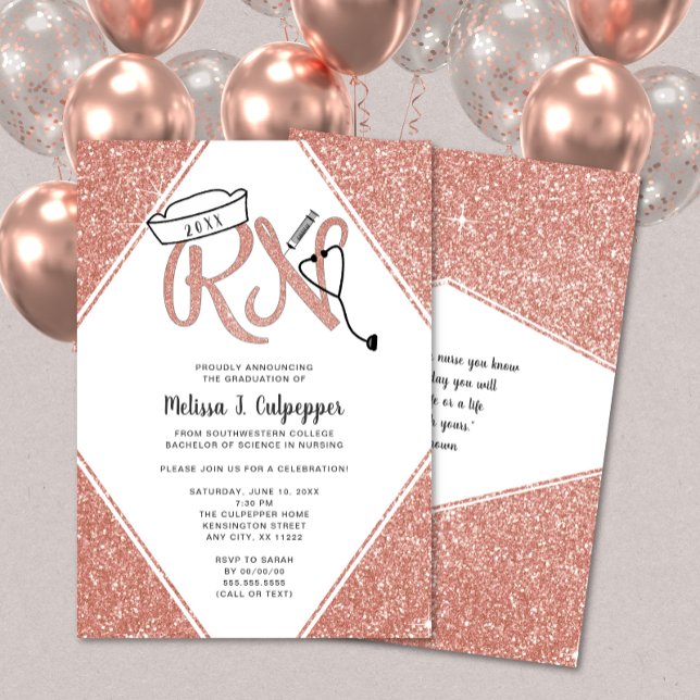 Invitación Purpurina rosado RN fiesta de graduación o invitac (Subido por el creador)