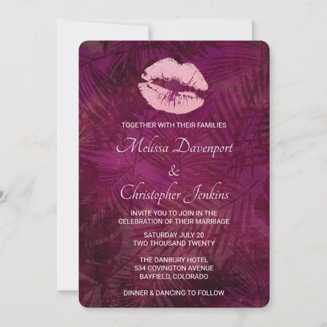 Invitación Purpurina rosado sexy levanta Boda glamuroso (Anverso)