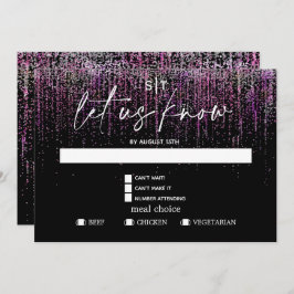 Invitación Purpurina RSVP Edgy Magenta de Elección de Comida
