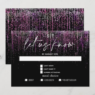 Invitación Purpurina RSVP Edgy Magenta de Elección de Comida