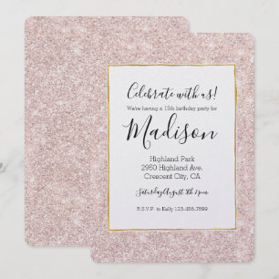 Invitación Purpurina Rubor Faux Pink Sparkle