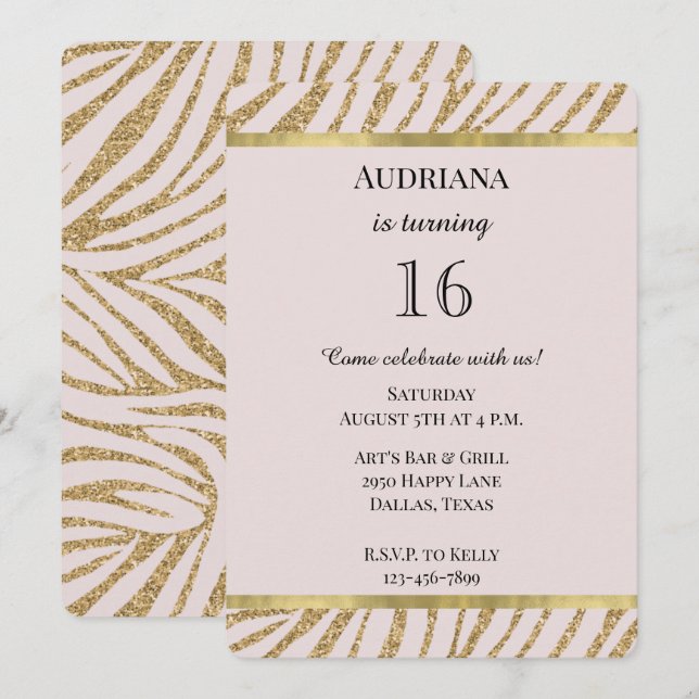 Invitación Purpurina Rubor Pink Gold (Anverso / Reverso)