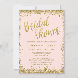 Invitación Purpurina Rubor Pink Gold Faux Shower