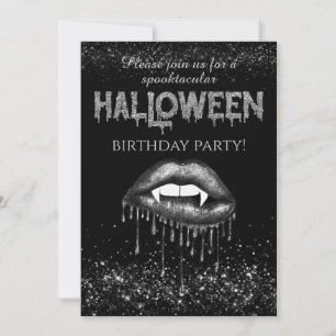 Invitación Purpurina Silver de la fiesta de cumpleaños de Hal