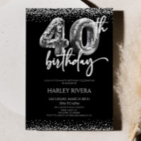 Purpurina Silver Disco Ball 40 Fiesta de cumpleaño