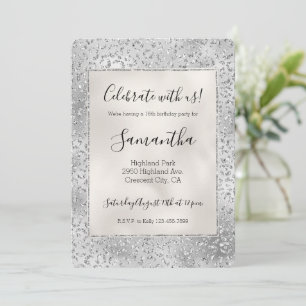 Invitación Purpurina Silver Leopard Print Luxe