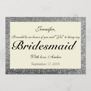 Invitación Purpurina Silver ¿Serás Mi Invitada De La Novia?
