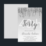 Invitación Purpurina Silver Sparkle 40 Fiesta de cumpleaños<br><div class="desc">Invitación a la fiesta de cumpleaños número 40 del Purpurina Ombre Girly. Esta moderna invitación de 40 años es perfecta para el moderno y elegante Fiesta Sparkle Purpurina Girly que busca celebrar con estilo. Póngase en contacto con el diseñador para que coincida con los elementos personalizados.</div>