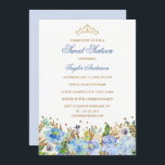 Invitación Purpurina Sparkling Blue Floral Sweet 16 Invitado<br><div class="desc">Más dulce de bonito Dieciséis invitaciones de cumpleaños 16 en la Pequeña Tienda Bayleigh!</div>
