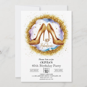 Invitación Purpurina Surprise Digital Gold 40 cumpleaños