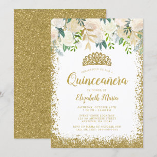 Invitación Purpurina Tiara Quinceanera