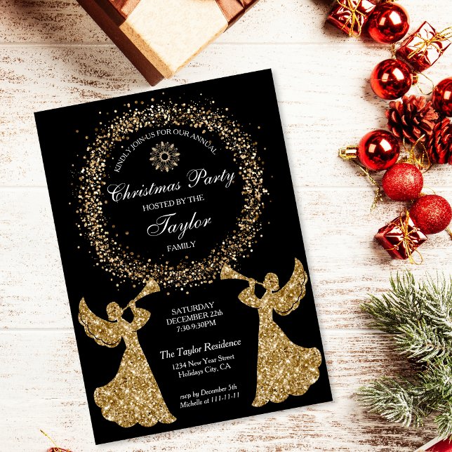 Invitación Purpurina Trumpeando a Navidades Angel Fiesta Corp (Subido por el creador)