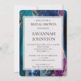 Invitación Purpurina turquesa de oro púrpura ducha de novia d