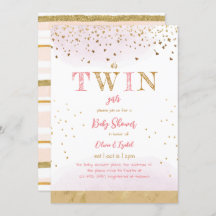 Purpurina Twin Pink Gold Simple Baby Shower