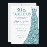 Invitación Purpurina verde azul verde azulado vestido 30 Fies<br><div class="desc">Vestido de Purpurina verde azul verde azulado 30 cumpleaños fiesta de invitación Variaciones de la invitación y artículos coincidentes en nuestra tienda</div>